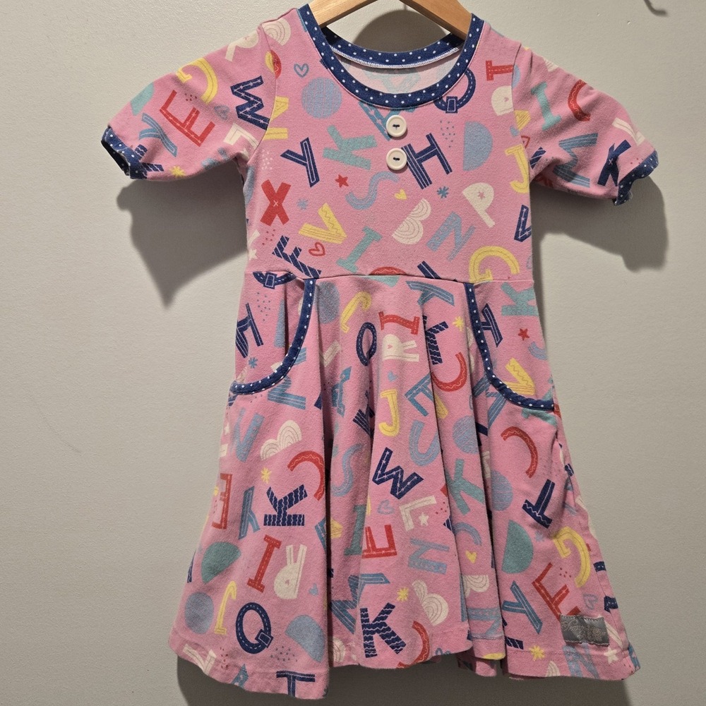 Eleanor Rose Size 5/6 Dress Alphabet Print Pockets Pink